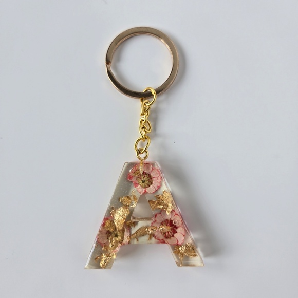 Gray Pom-Pom, Red Floral Letter “A” & Red Spike Keychains(3 Set) 🌺(2 for $10) - Picture 13 of 17